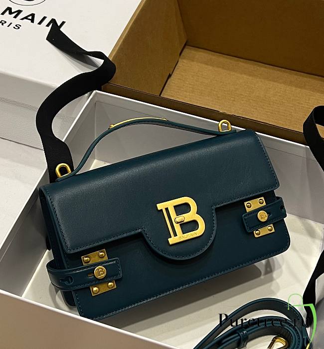 BALMAIN Smooth leather B-Buzz 24 bag Emerald green - 1