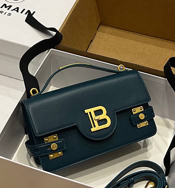 BALMAIN Smooth leather B-Buzz 24 bag Emerald green