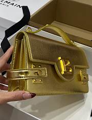 BALMAIN Smooth leather B-Buzz 24 bag Emerald gold - 3