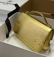BALMAIN Smooth leather B-Buzz 24 bag Emerald gold - 2