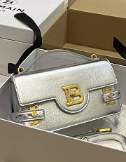 BALMAIN Smooth leather B-Buzz 24 bag Emerald Silver - 1