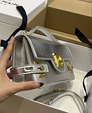 BALMAIN Smooth leather B-Buzz 24 bag Emerald Silver - 4