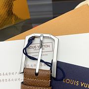 LOUIS VUITTON | Heritage belt grain leather silver hardware 3.5 cm in brown - 3