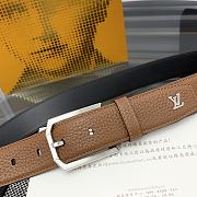LOUIS VUITTON | Heritage belt grain leather silver hardware 3.5 cm in brown - 4