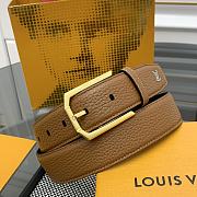 LOUIS VUITTON | Heritage belt grain leather gold hardware 3.5 cm in brown - 1