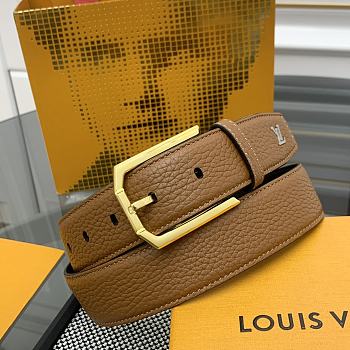 LOUIS VUITTON | Heritage belt grain leather gold hardware 3.5 cm in brown
