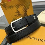 LOUIS VUITTON | Heritage belt grain leather silver hardware 3.5 cm in black - 1