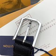 LOUIS VUITTON | Heritage belt grain leather silver hardware 3.5 cm in black - 5