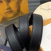 LOUIS VUITTON | Heritage belt grain leather silver hardware 3.5 cm in black - 4