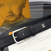 LOUIS VUITTON | Heritage belt grain leather silver hardware 3.5 cm in black - 3