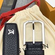 LOUIS VUITTON | Heritage belt grain leather silver hardware 3.5 cm in black - 2