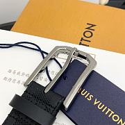 LOUIS VUITTON | Damier Heritage belt grain leather silver hardware 3.5 cm in black - 6