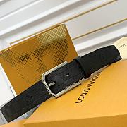 LOUIS VUITTON | Damier Heritage belt grain leather silver hardware 3.5 cm in black - 4