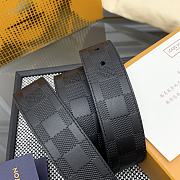 LOUIS VUITTON | Damier Heritage belt grain leather silver hardware 3.5 cm in black - 3
