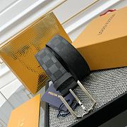 LOUIS VUITTON | Damier Heritage belt grain leather silver hardware 3.5 cm in black - 2