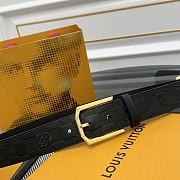 LOUIS VUITTON | Damier Heritage belt grain leather gold hardware 3.5 cm in black - 6