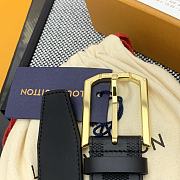 LOUIS VUITTON | Damier Heritage belt grain leather gold hardware 3.5 cm in black - 4