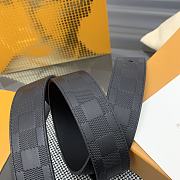 LOUIS VUITTON | Damier Heritage belt grain leather gold hardware 3.5 cm in black - 3