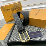 LOUIS VUITTON | Damier Heritage belt grain leather gold hardware 3.5 cm in black - 2