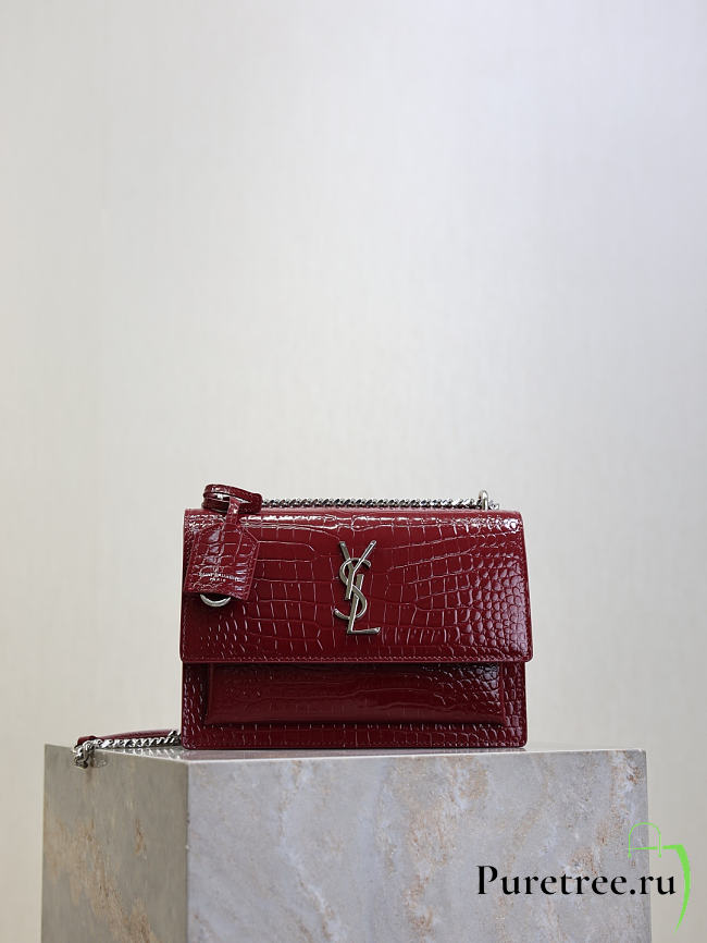 YSL | Saint Laurent Sunset Medium shoulder bag burgundy - 1
