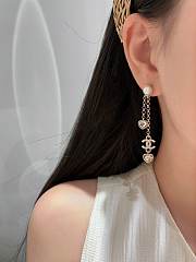 Chanel Double Chain Tassel Heart Double C Earrings - 2
