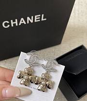 Chanel Double C Pendant Gold Four-Leaf Clover Earrings - 5