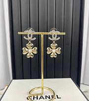 Chanel Double C Pendant Gold Four-Leaf Clover Earrings - 4