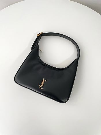 YSL | Calypso Mini Black Plunged Leather Hobo Bag Black