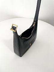 YSL | Calypso Mini Black Plunged Leather Hobo Bag Black - 5