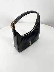 YSL | Calypso Mini Black Plunged Leather Hobo Bag Black - 4