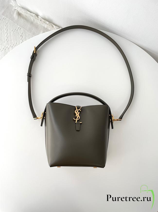 YSL | LE 37 small in shiny leather in Green  - 1