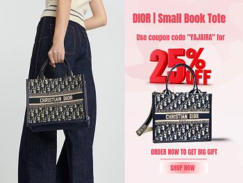 DIOR | Small Book Tote Blue Dior Oblique Embroidery