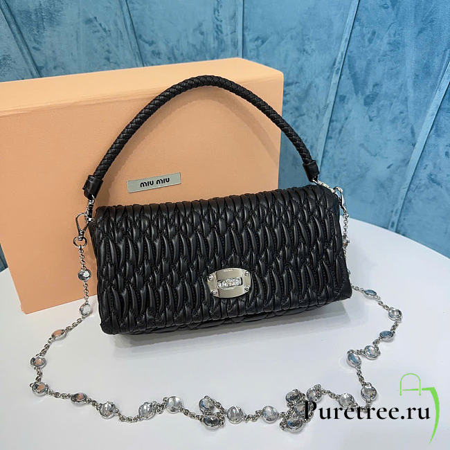 MIUMIU | Crystal Cloqué Nappa leather bag black - 1