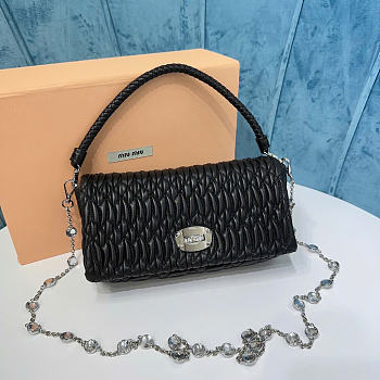 MIUMIU | Crystal Cloqué Nappa leather bag black