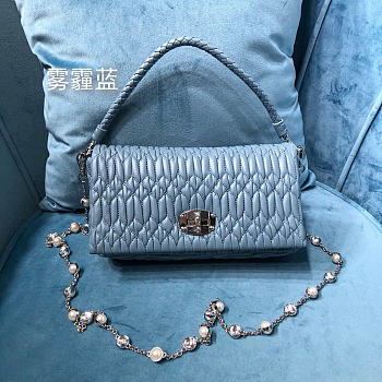 MIUMIU | Crystal Cloqué Nappa leather bag blue