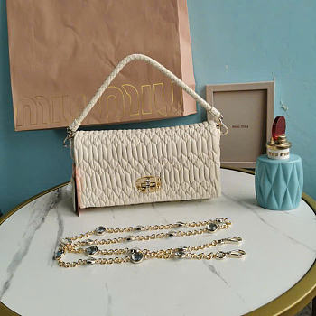 MIUMIU | Crystal Cloqué Nappa leather bag white