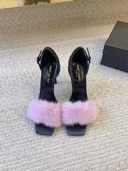YSL | Saint Laurent Roy Genuine Mink Fur Sandal Pink - 1
