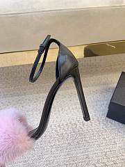 YSL | Saint Laurent Roy Genuine Mink Fur Sandal Pink - 6