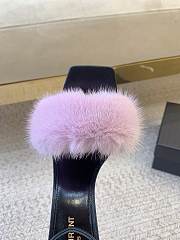 YSL | Saint Laurent Roy Genuine Mink Fur Sandal Pink - 4