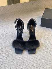 YSL | Saint Laurent Roy Genuine Mink Fur Sandal Black - 1