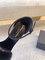 YSL | Saint Laurent Roy Genuine Mink Fur Sandal Black - 6