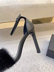 YSL | Saint Laurent Roy Genuine Mink Fur Sandal Black - 5