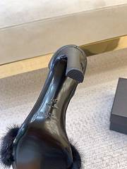 YSL | Saint Laurent Roy Genuine Mink Fur Sandal Black - 4