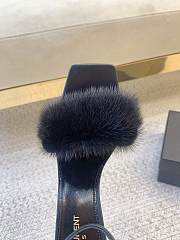 YSL | Saint Laurent Roy Genuine Mink Fur Sandal Black - 3