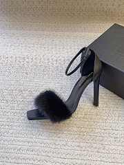 YSL | Saint Laurent Roy Genuine Mink Fur Sandal Black - 2