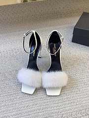 YSL | Saint Laurent Roy Genuine Mink Fur Sandal White - 1