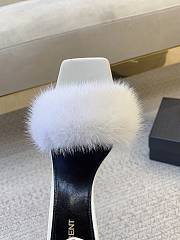 YSL | Saint Laurent Roy Genuine Mink Fur Sandal White - 3