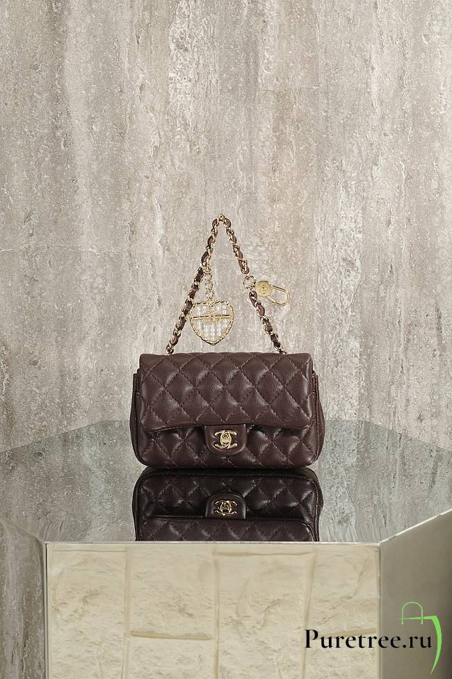 CHANEL | Classic Mini Double Flap With Hook Burgundy - 1