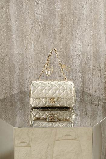 CHANEL | Classic Mini Double Flap With Hook Silver