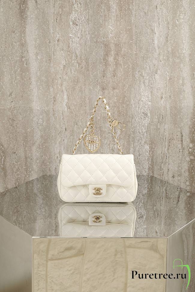 CHANEL | Classic Mini Double Flap With Hook White - 1